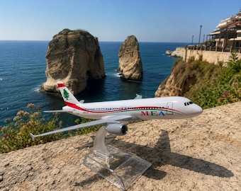 Middle East Airlines (MEA) Airbus A320 Model Airplane – Lebanon Cedar Livery – Collectible Aviation Display – Desk Decor Gift