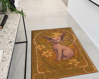 Espeon Anime Rug: Japanese Fantasy Art, Non-Slip Polyester