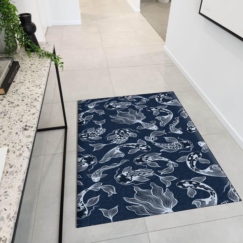 Koi Fish Pond Area Rug, Zen Water Garden Decor - Etsy