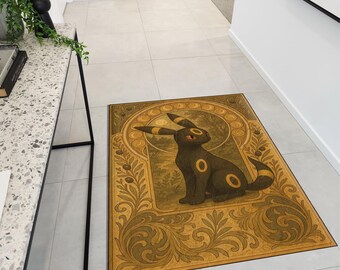 Umbreon Anime Rug: Japanese Fantasy Art, Non-Slip Polyester