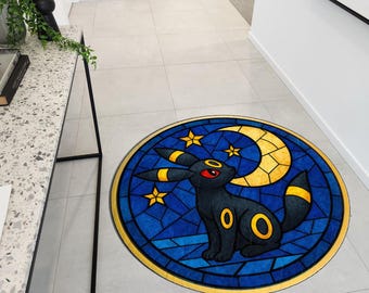 Anime Umbreon Rug, Japanese Art Style Polyester Floor Mat