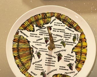 Vassoio Formaggio Gien France Vintage Mappa Formaggi Francesi Ceramica Dipinta a Mano 31cm Cheese Platter French Map