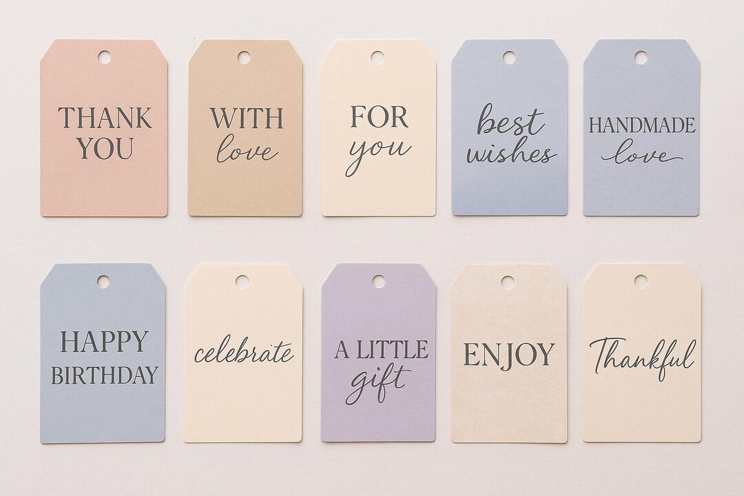 Pastel Printable Gift Tags | Elegant Script, Serif (instant Download ...
