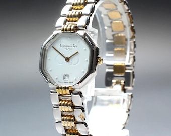 Vintage Christian Dior D48.203 25mm Gold Octagon Quartz Women's