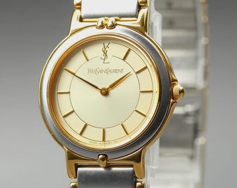 Reloj de mujer Yves Saint Laurent 2200-228481 de cuarzo dorado de 24 mm, procedente de Japón [IMPECABLE]