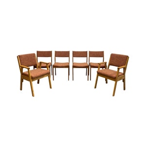 Mid Century MODERN Teak Oak DINING CHAIRS, Set of 6 image 10