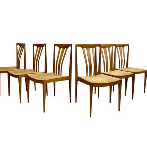 set of 6 maple mid century modern dining chairs sculpted