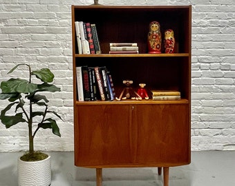 DANISH Mid Century Modern TEAK BOOKCASE / Drop Down Bar, c. 1960’s