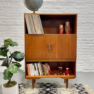 DANISH Mid Century Modern TEAK BOOKCASE / Vinyl Storage, c. 1960s image 1