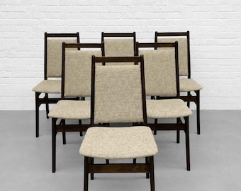 Set of SIX - Mid Century Modern Dining Chairs, Made in Denmark, c. 1960’s | Danish Beech Scandinavian Chairs