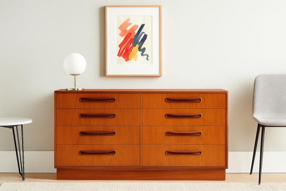 TEAK Mid Century MODERN Double DRESSER by G-Plan | Danish Teak Double Dresser, c. 1960's