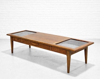Mid Century Modern Walnut + Smoked Glass COFFEE TABLE by Lane Furniture, c. 1960's