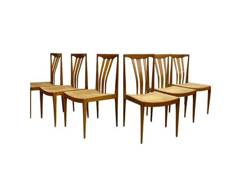 set of 6 maple mid century modern dining chairs sculpted