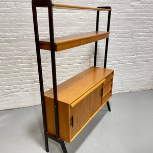 Mid Century MODERN Teak Danish Free Standing Bookcase Pull Out Desk / WALL UNIT image 5