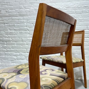 WALNUT Mid Century Modern CANED Dining CHAIRS, Set of Four image 6