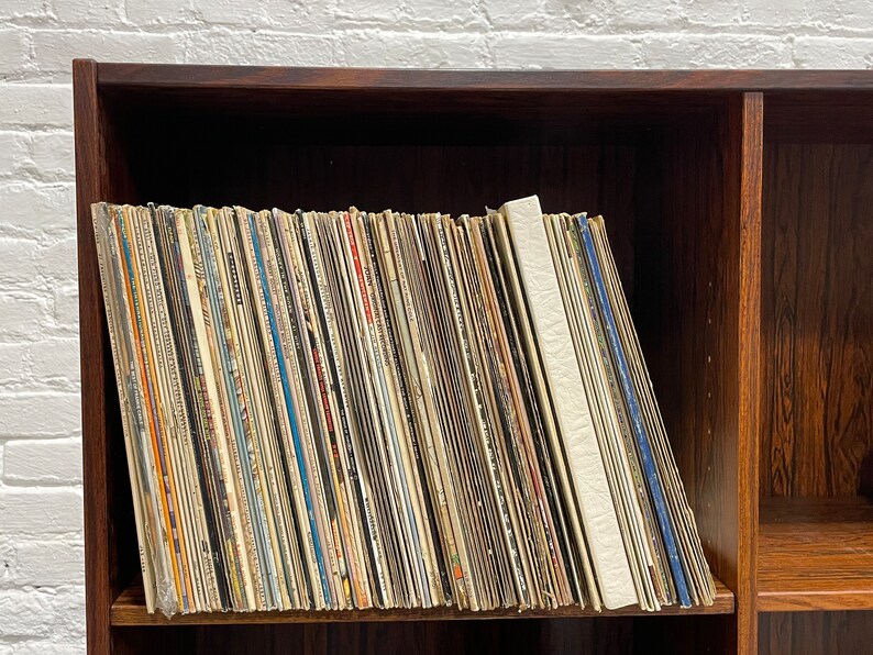 DANISH Mid Century Modern ROSEWOOD BOOKCASE / Vinyl Storage, c. 1960s image 6
