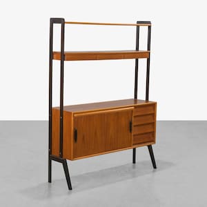 Mid Century MODERN Teak Danish Free Standing Bookcase Pull Out Desk / WALL UNIT image 1