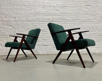 PAIR - Mid Century Modern Lounge Chairs, Model B-310 - Made in Poland, c. 1960s