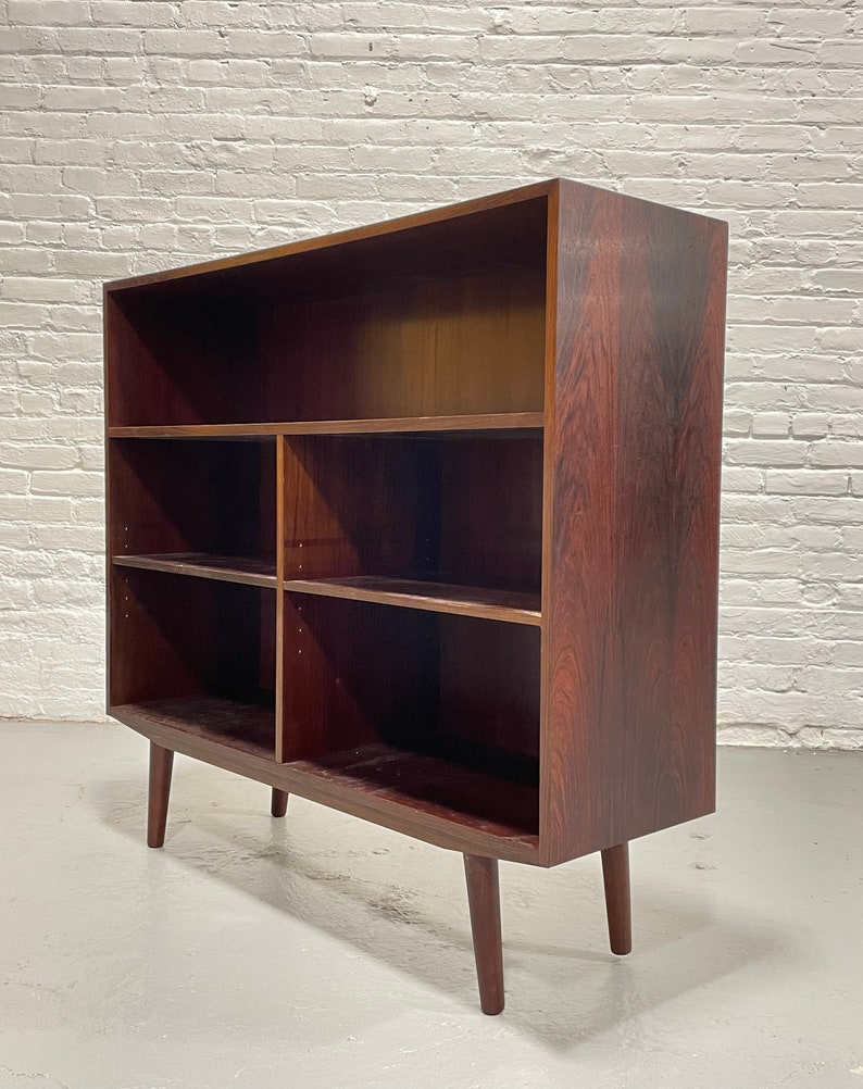 DANISH Mid Century Modern ROSEWOOD BOOKCASE / Vinyl Storage, c. 1960s image 7