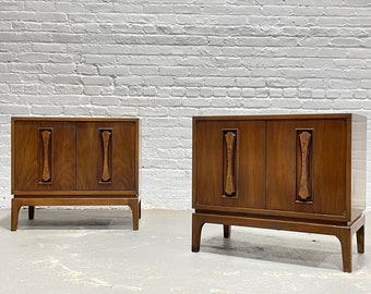 Pair of BURLWOOD Mid Century Modern WALNUT NIGHTSTANDS / Bedside Tables, c. 1960's