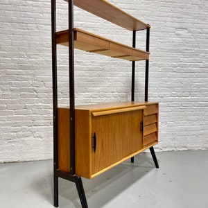 Mid Century MODERN Teak Danish Free Standing Bookcase Pull Out Desk / WALL UNIT image 4