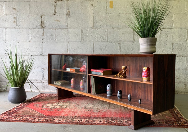 Long Low Mid Century MODERN Danish ROSEWOOD BOOKCASE / Etsy