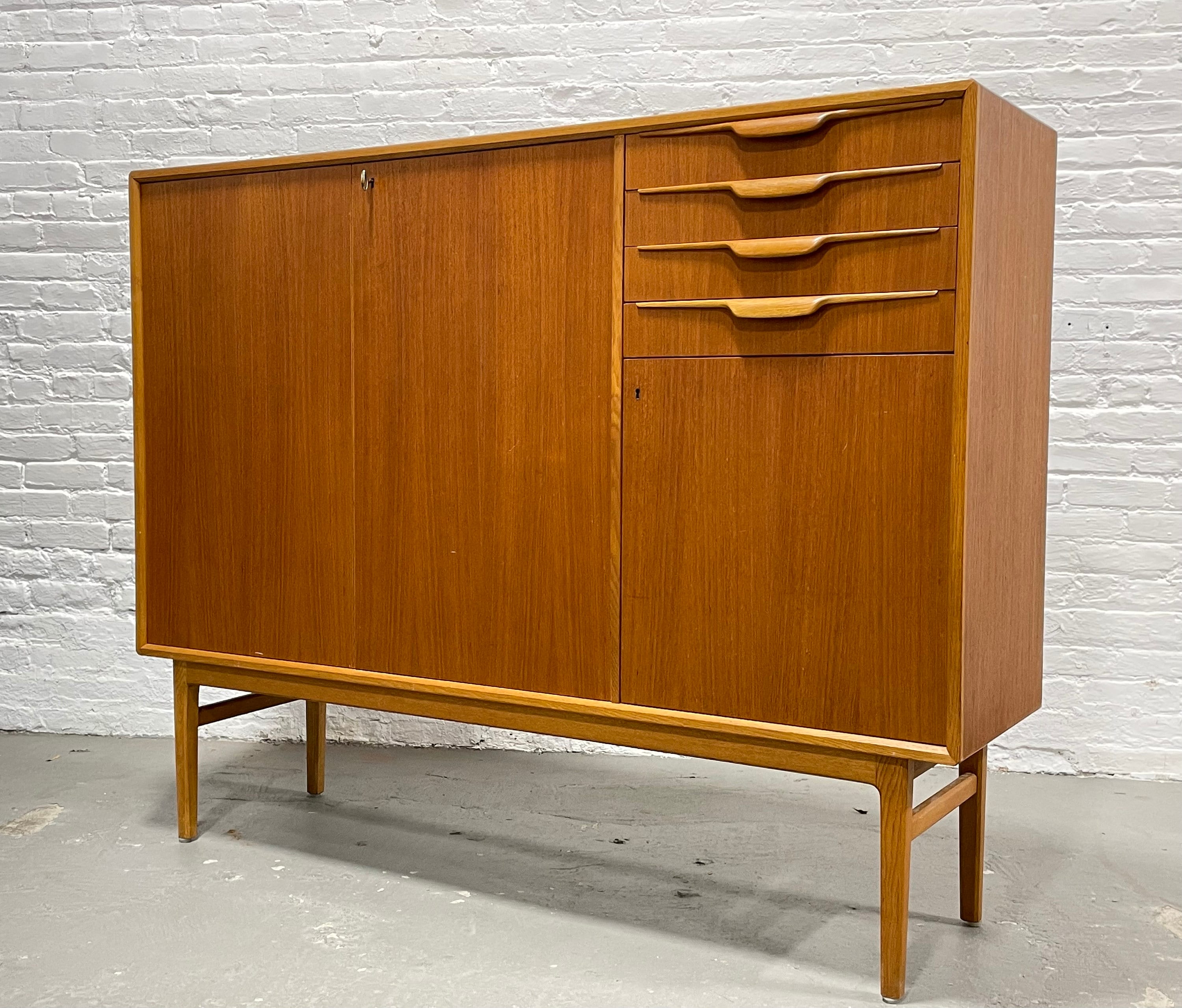 Mid Century Modern Teak Highboard Sideboard, Swedish Credenza by Beril Fridhagen for Bodafors, Vintage Scandinavian Storage Cabinet, 1960s