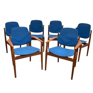 RARE Mid Century Modern DANISH Teak Model 203 Dining CHAIRS by Arne Vodder for France & Daverkosen, Set of Six