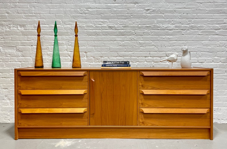 SCULPTED Mid Century MODERN Danish Teak CREDENZA / Long Dresser by Skovby Mobelfabrik, c. 1960'S image 2