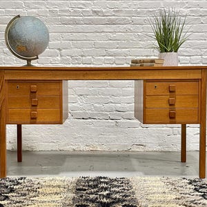 Mid Century MODERN Danish Teak Double-Sided DESK, 1960&#39;s