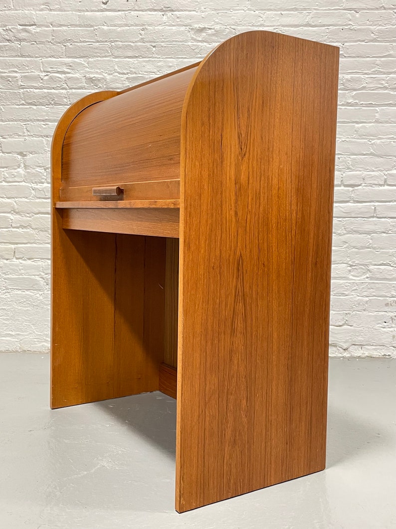 Danish Mid Century MODERN TEAK Tambour Secretary DESK, c. 1960's image 9