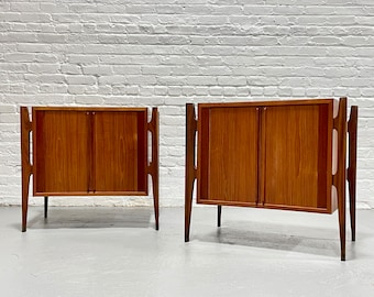 Rare Pair TEAK Tambour Mid Century MODERN NIGHTSTANDS by Jorgen Clausen, c. 1950’s