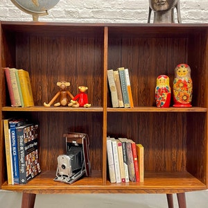 DANISH Mid Century Modern ROSEWOOD BOOKCASE / Vinyl Storage, c. 1960s image 5