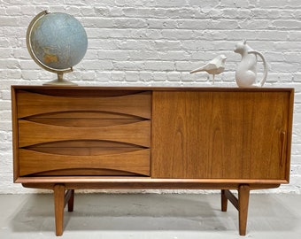 APARTMENT sized Mid Century MODERN styled Teak CREDENZA media stand
