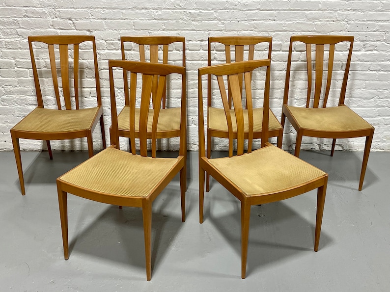 Mid Century Modern MAPLE Sculpted DINING CHAIRS, Set of 6 image 3