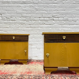 Pair of Mid Century DUTCH MODERN NIGHTSTANDS Bedside Tables Art Deco, c. 1950&#39;s