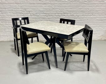 Atomic Mid Century Modern Ebonized Dining Set – Table + 4 Chairs, c. 1950s