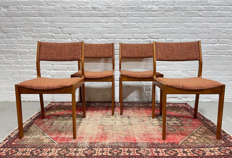 Mid Century MODERN Teak Oak DINING CHAIRS, Set of 6 image 5