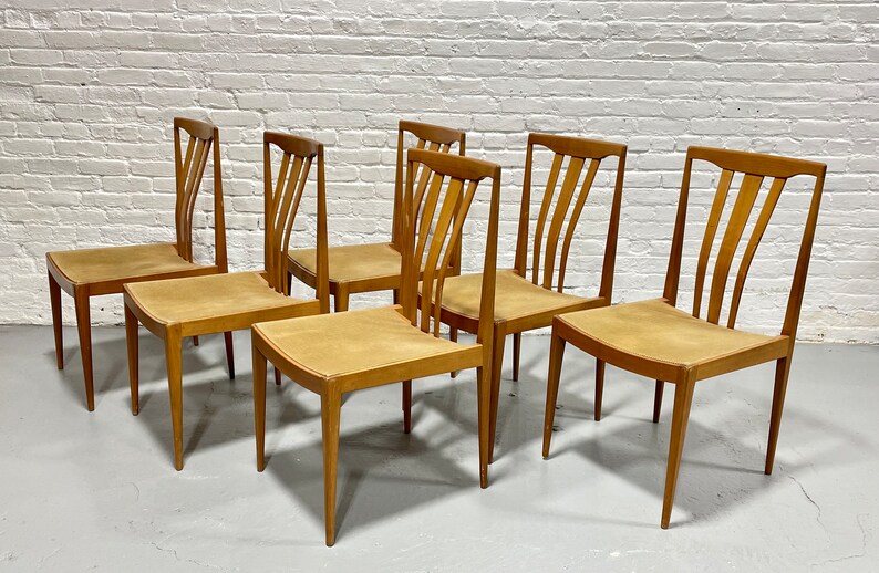Mid Century Modern MAPLE Sculpted DINING CHAIRS, Set of 6 image 1