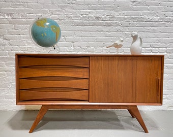 Apartment sized Mid Century MODERN styled Teak CREDENZA media stand