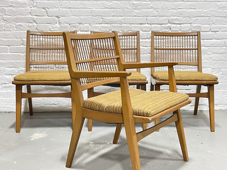 Mid Century MODERN Spindle Back DINING CHAIRS by Red Lion Furniture, Set of 4 image 5