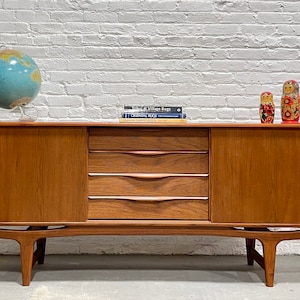 Long SCULPTED Mid Century MODERN styled Danish CREDENZA / media stand / Sideboard