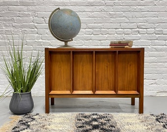 Mid Century MODERN Walnut Sculpted Liquor / BAR Cabinet + Light Up, c. 1960's