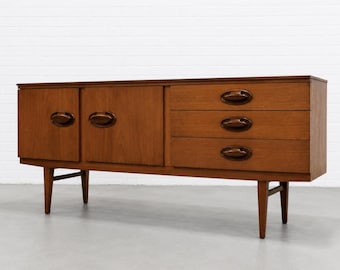 RARE Mid Century Modern Danish CREDENZA | Teak Media Stand | Sideboard Made in England, c. 1960's