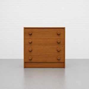 Mid Century Modern Teak Dresser | Danish Modern Chest of Drawers | Vintage Teak Nightstand with Sculptural Pulls. c. 1960’s