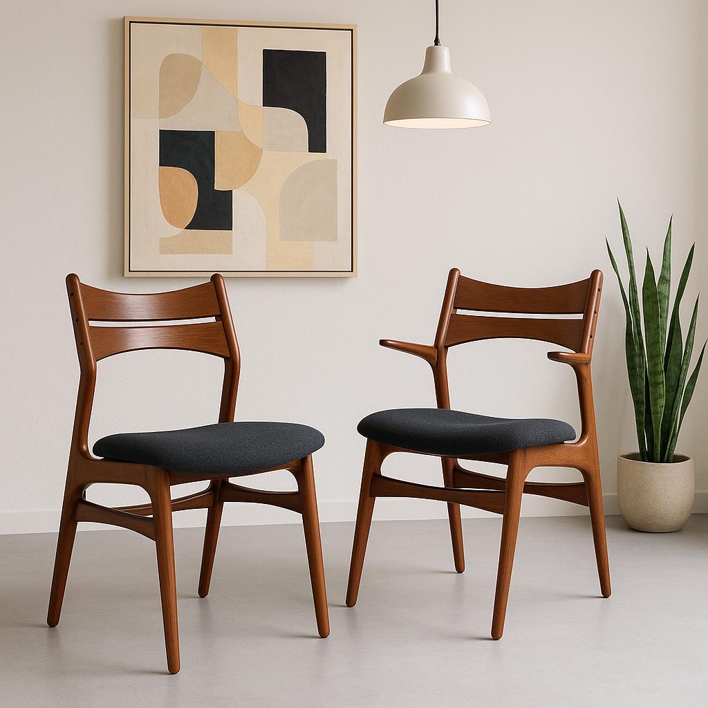 Mid Century MODERN Pair of Teak DINING CHAIR by Erik Buch for