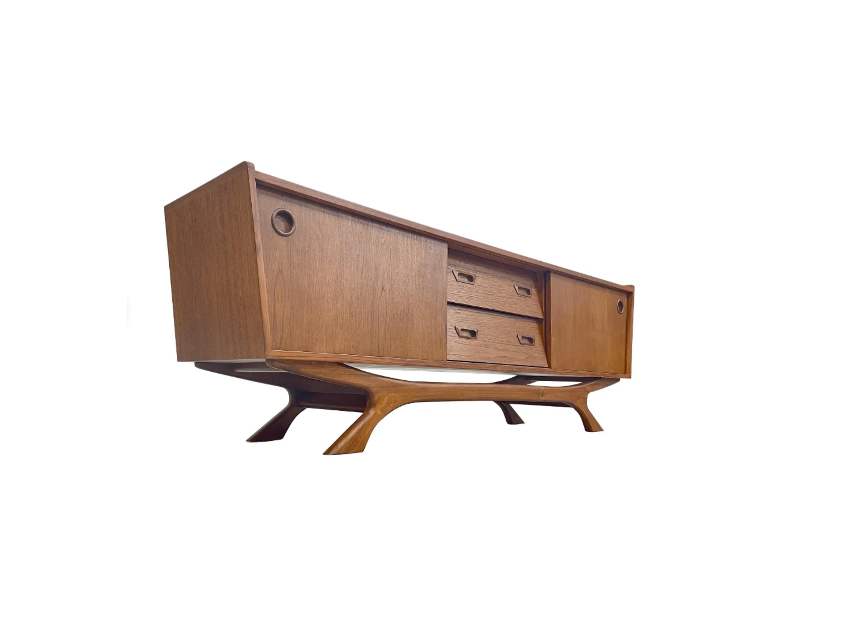 Long Low Mid Century MODERN Styled Teak CREDENZA Media Stand