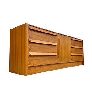 SCULPTED Mid Century MODERN Danish Teak CREDENZA / Long Dresser by Skovby Mobelfabrik, c. 1960'S image 10