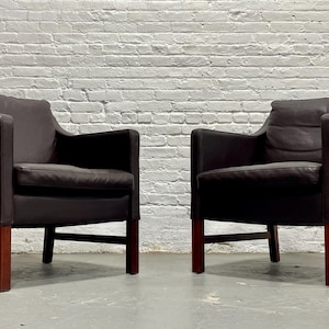 PAIR - Mid Century Modern Danish Leather LOUNGE CHAIRS by Skipper Mobler, c. 1970’s