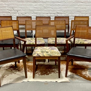 WALNUT Mid Century Modern CANED Dining CHAIRS, Set of Eight image 9